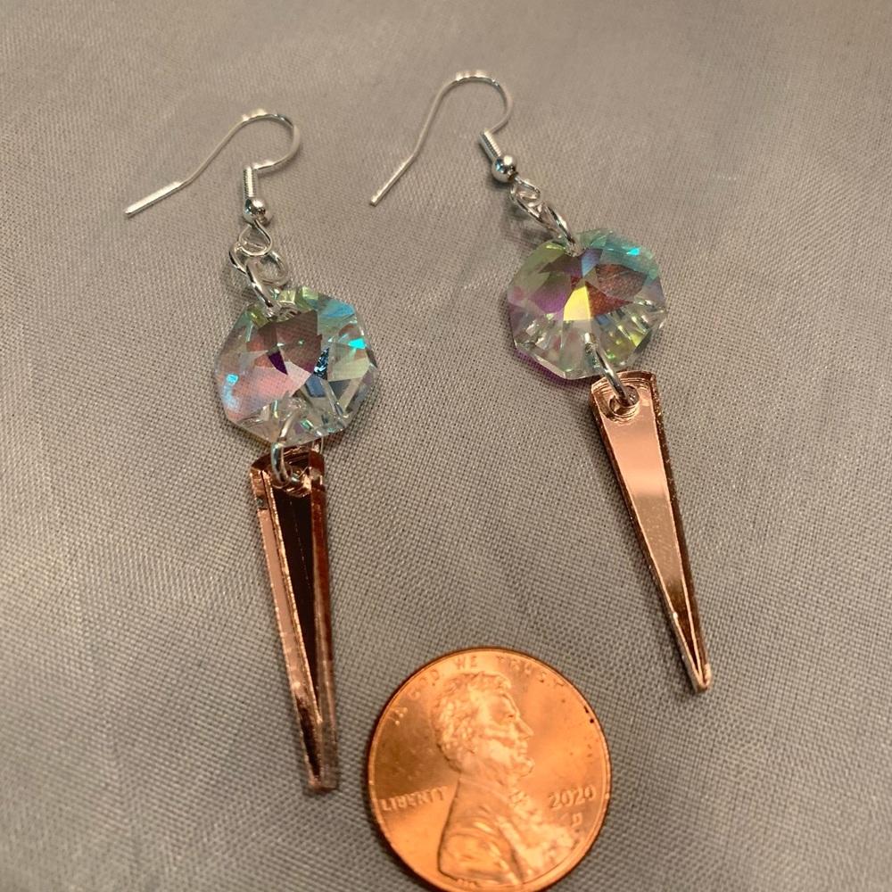 Rose Gold Icicle Earrings - Picture 3 of 4